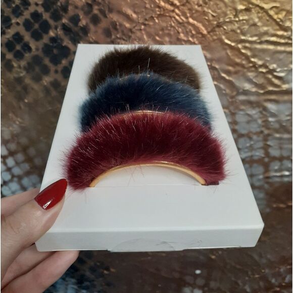 Zara Nwt Limited Edition Faux Fur Cuff Bracelets - Picture 7 of 11